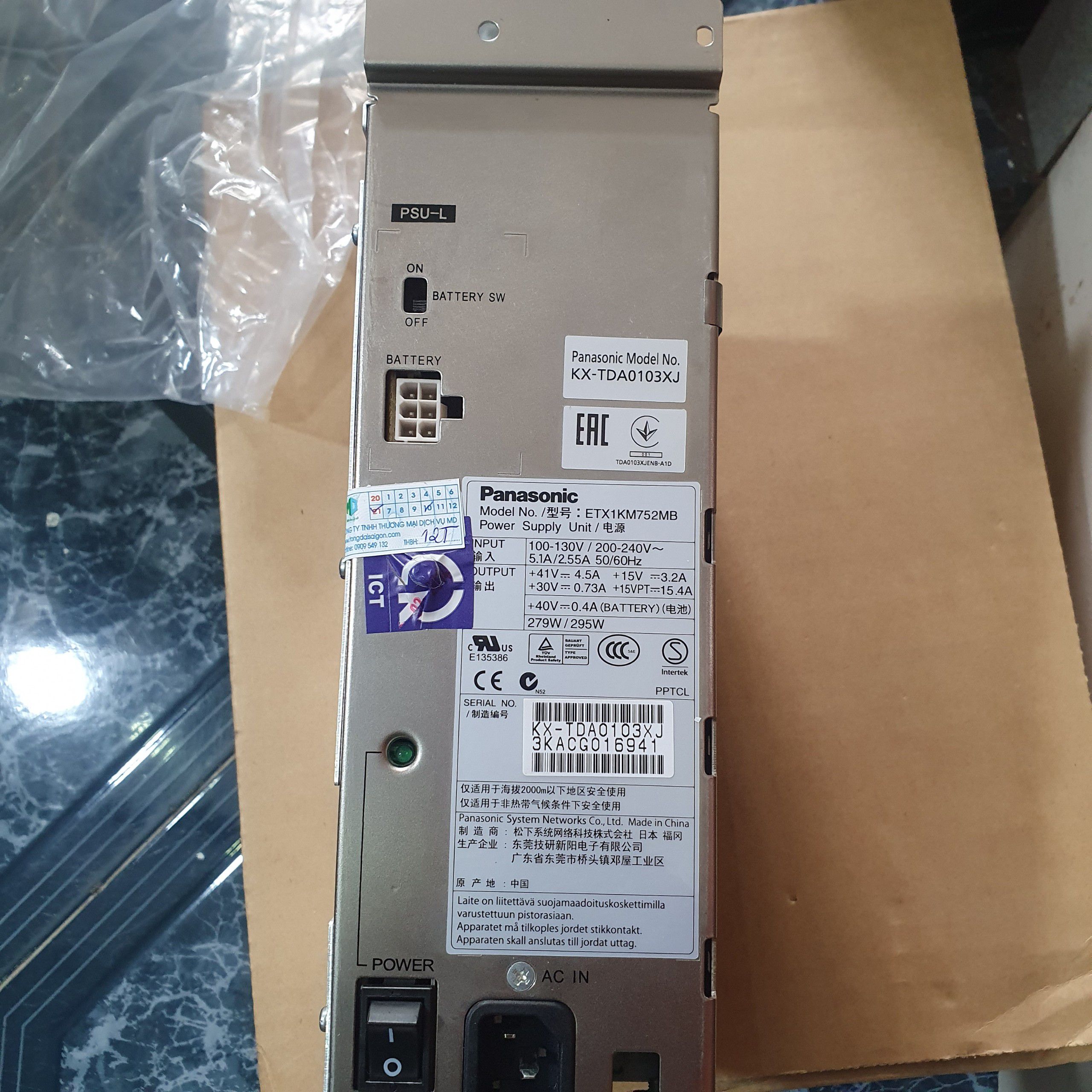 Card nguồn tổng đài panasonic tda600, KX-TDA0103XJ